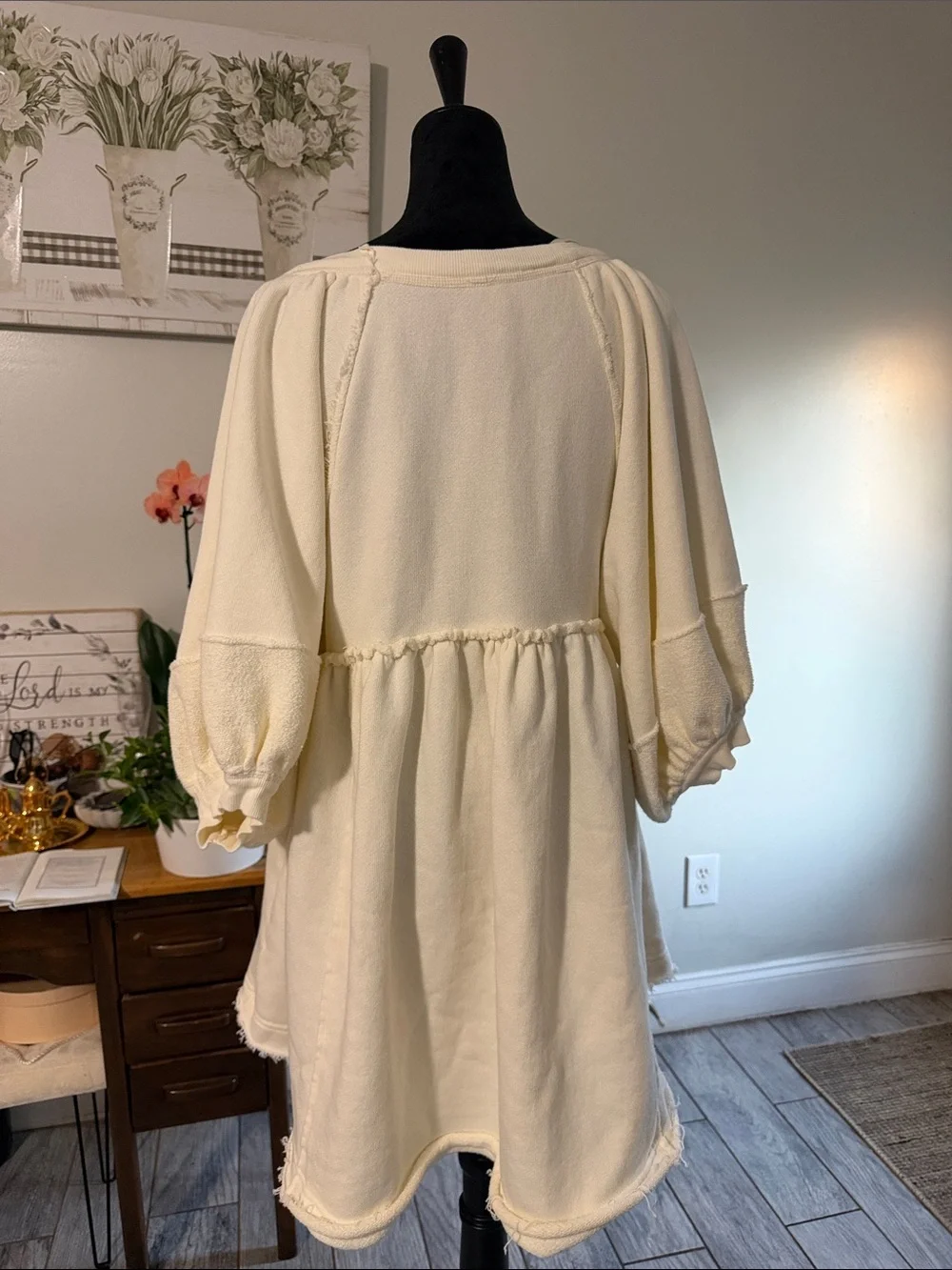 Cream Oversized Babydoll Tunic Top - Women's